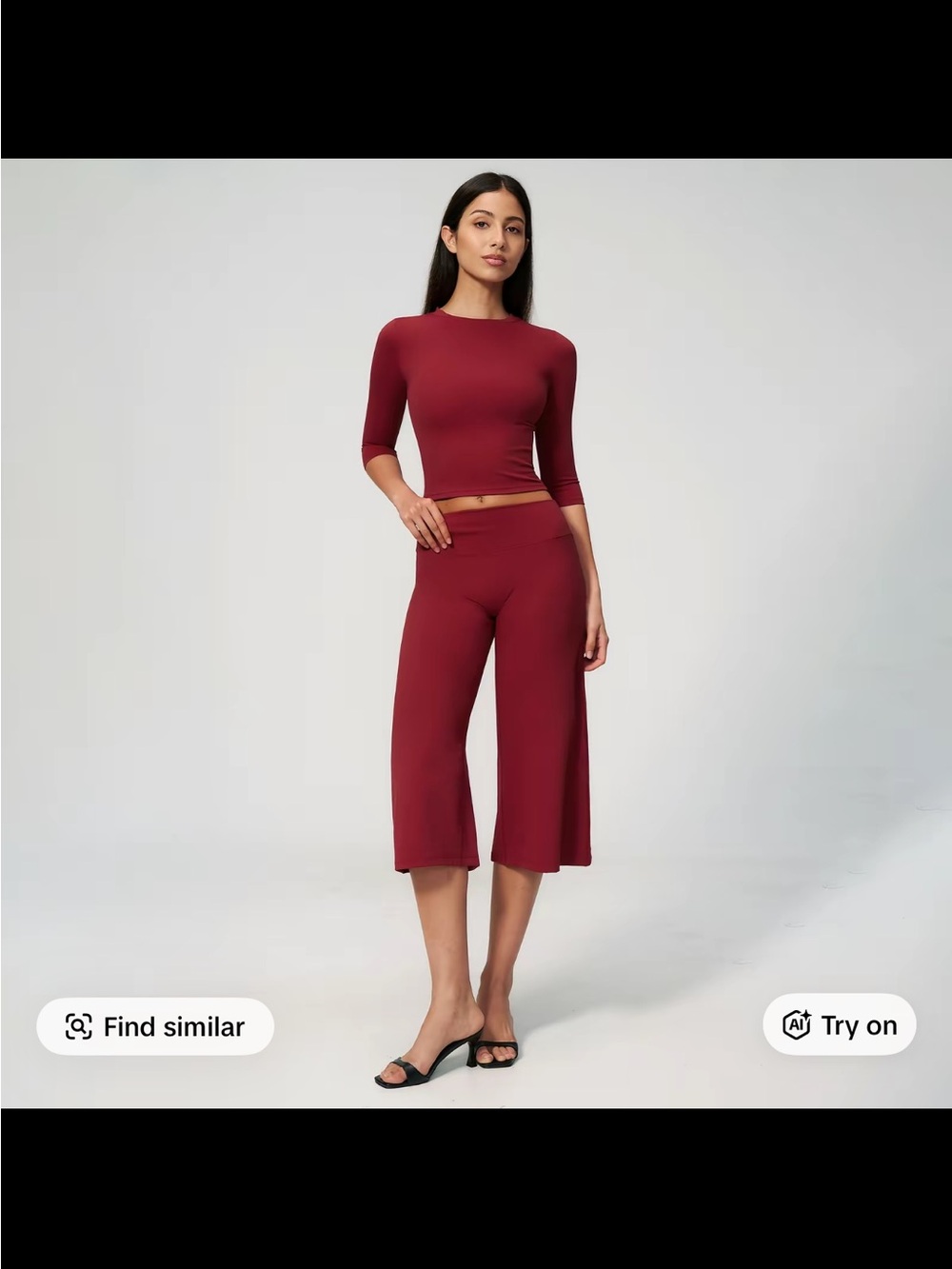 Women's Cropped Wide-Leg Pants in Deep Red